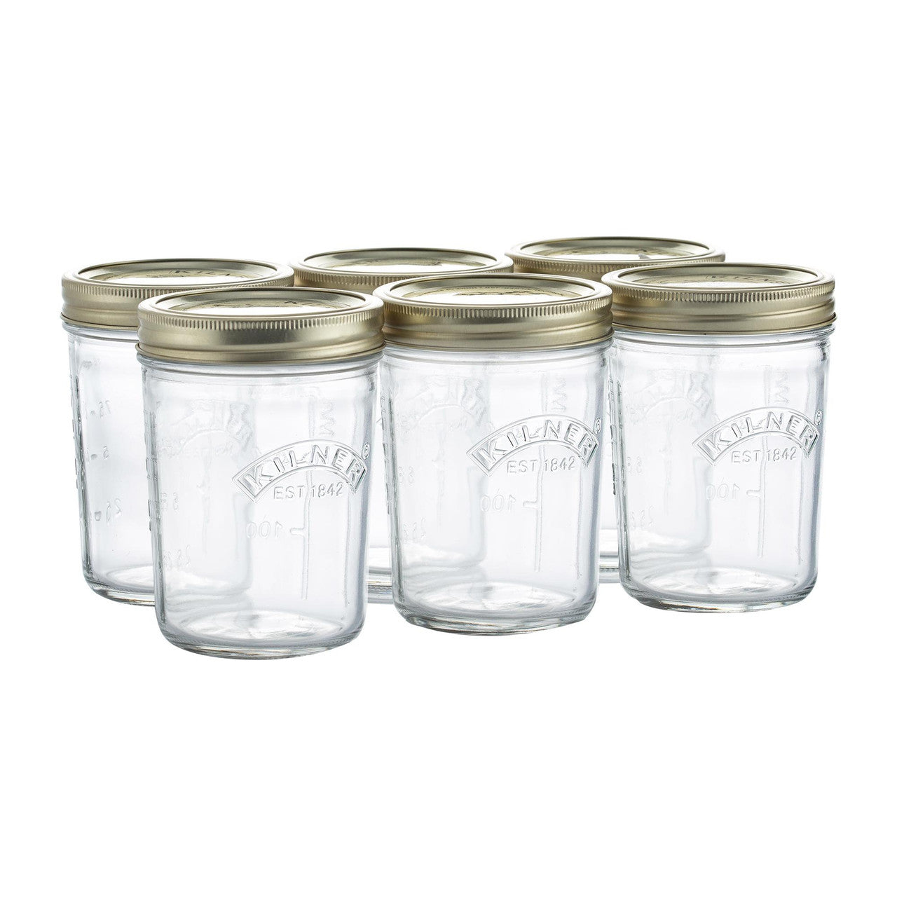Pack of 6 Wide Mouth Preserve Jars, 350ml