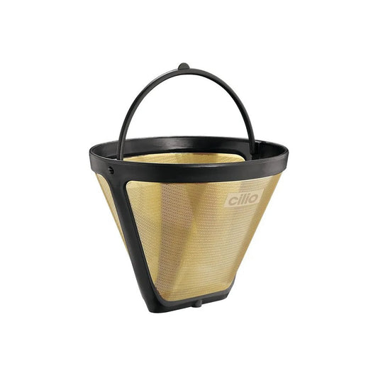 Cilio Gold Coffee Filter 24carat Gold Plated Suitable for Filter Size 4 12.5x9cm - Kitchenly