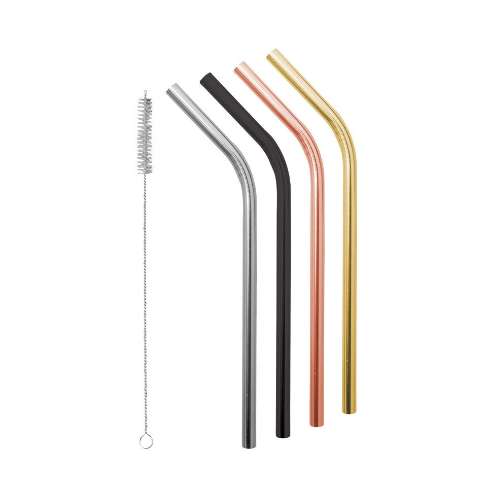 Stainless Steel Smoothie Straws, with Cleaning Brush