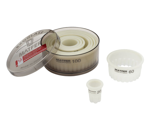 Matfer Bourgeat Exoglass Fluted Cutters - Set of 9, Even Edge