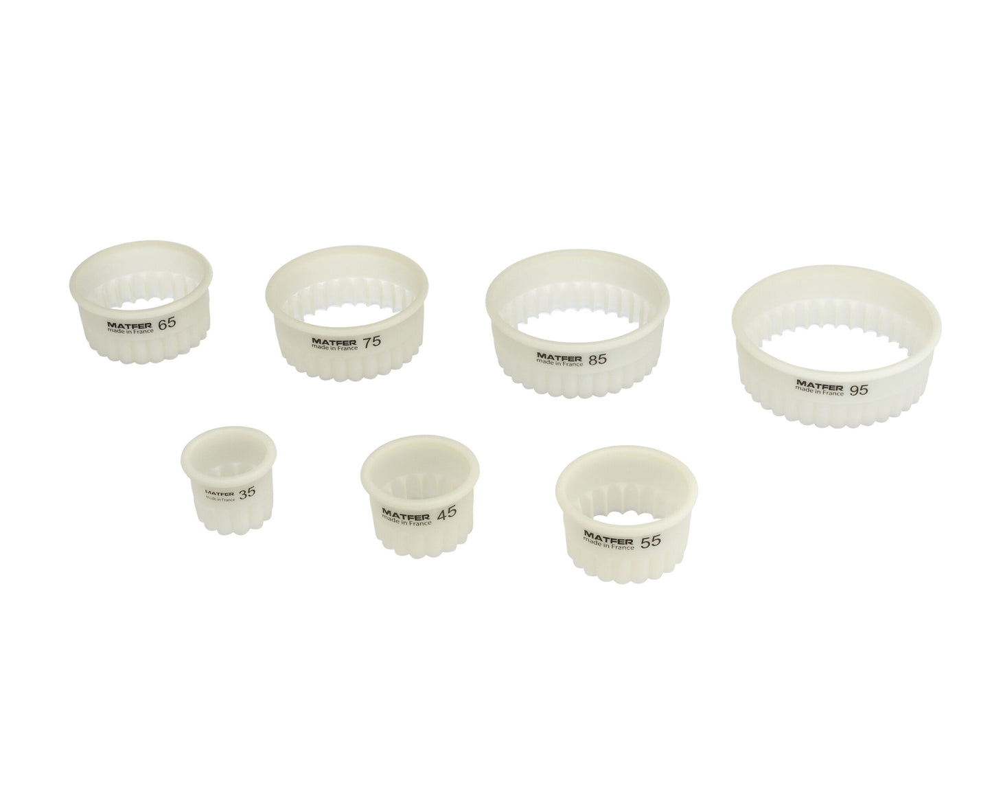 Matfer Bourgeat Exoglass Fluted Cutters - Set of 7, Odd Edge