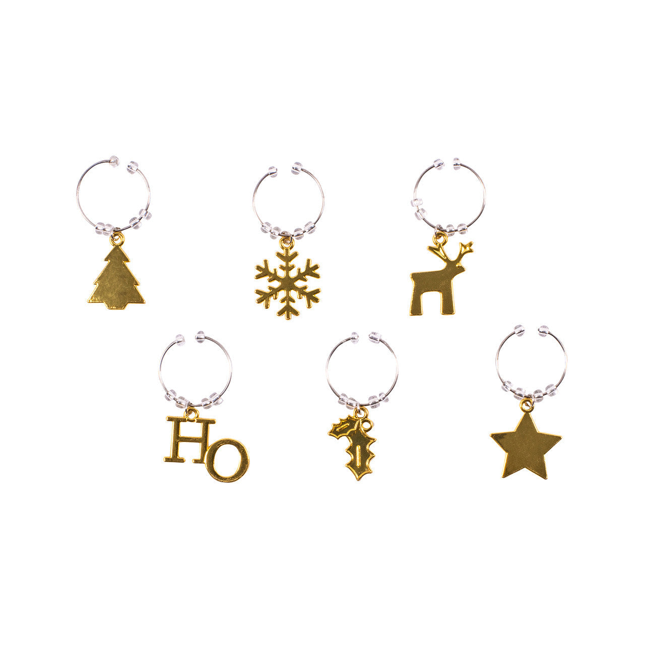 Wine Charms - Christmas - Golden