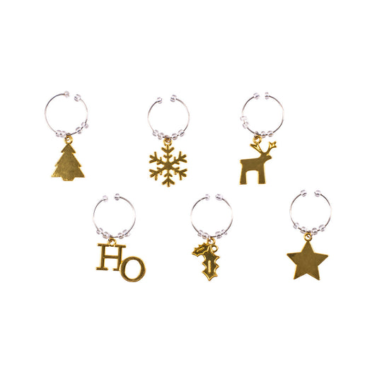 Wine Charms - Christmas - Golden