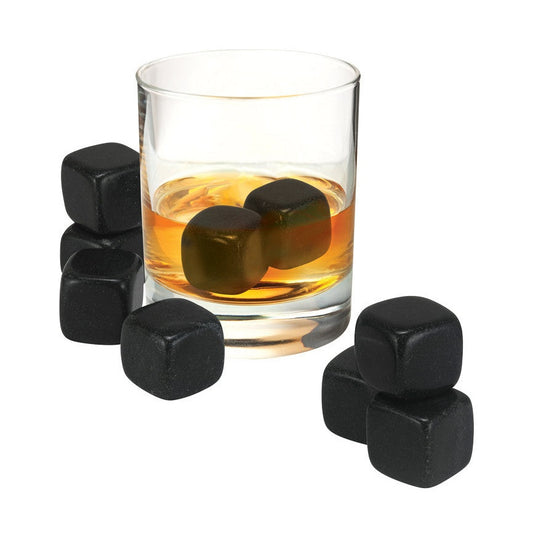 Whisky Rock Set With Velvet Pouch and Box - Black Granite