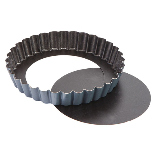 Matfer Bourgeat Exopan Fluted Tart Mould - 240x30mm, Non-Stick, Deep, Removable Base - Kitchenly