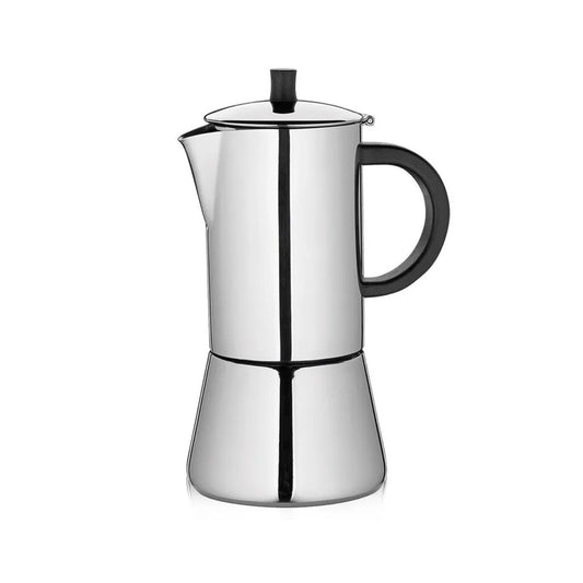 Cilio Figaro Espresso Maker Stainless Steel Mirror Polished with Plane Bottom √ò 10.5x22cm - 6 Cups - Kitchenly
