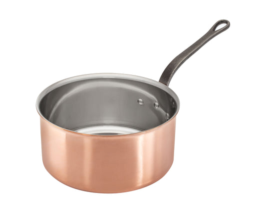 Matfer Bourgeat Copper Saucepan - 180mm, Stainless Steel Interior, Cast Iron Handle