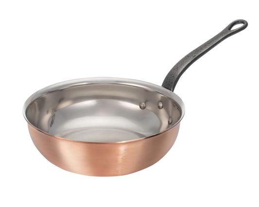 Matfer Bourgeat Copper Sauteuse - 200mm, Stainless Steel Interior, Cast Iron Handle