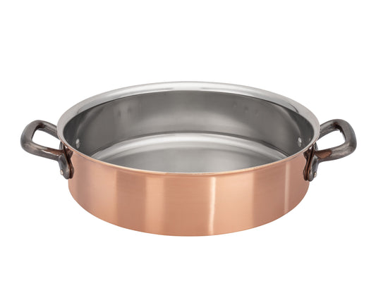 Matfer Bourgeat Copper Sauteuse - 280mm, Stainless Steel Interior, Cast Iron Handle