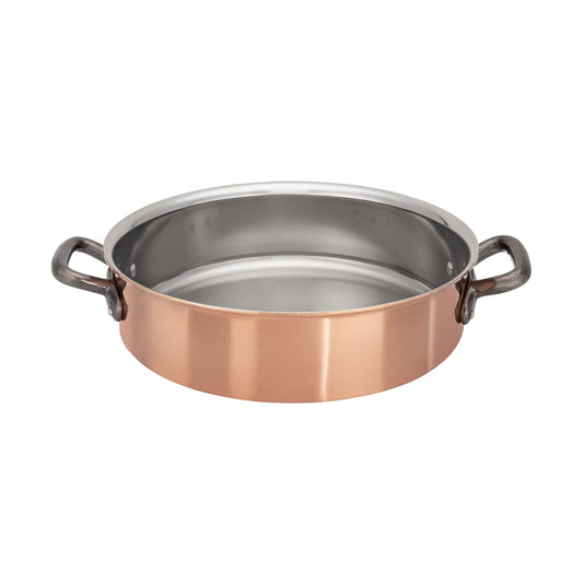 Matfer Bourgeat Copper Sauteuse - 240mm, Stainless Steel Interior, Cast Iron Handles
