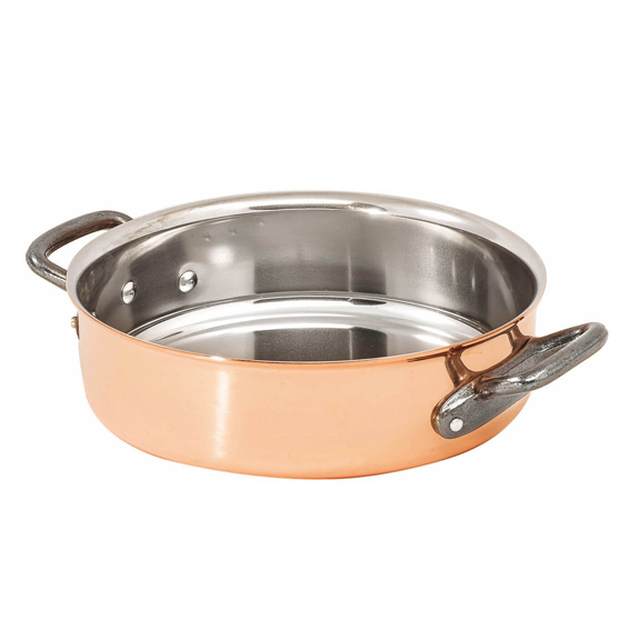 Matfer Bourgeat Copper Sauteuse - 280mm, Stainless Steel Interior, Cast Iron Handle - Kitchenly