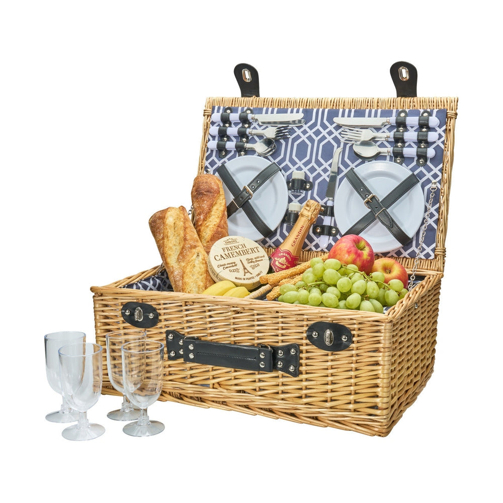 4 Person Wicker Picnic Basket