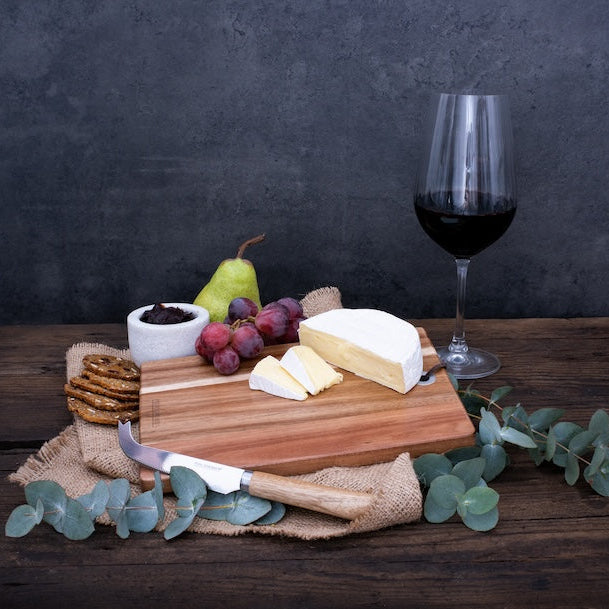 Peer Sorensen Acacia Rectangular Serving Board with Serrated 24.5x17cm Cheese Knife