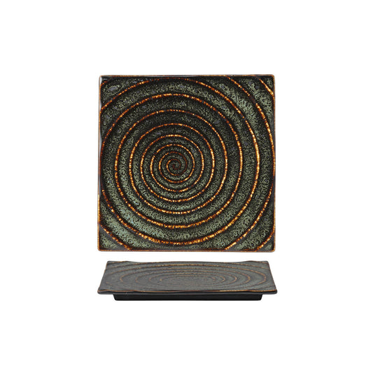 Tablekraft Fusion Square Tile Plate - 256mm, Patina , Box of 4