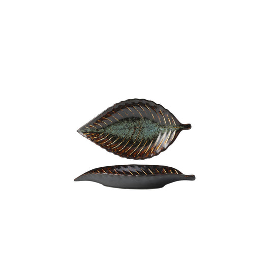 Tablekraft Fusion Leaf Plate - 220mm, Patina, Box of 6
