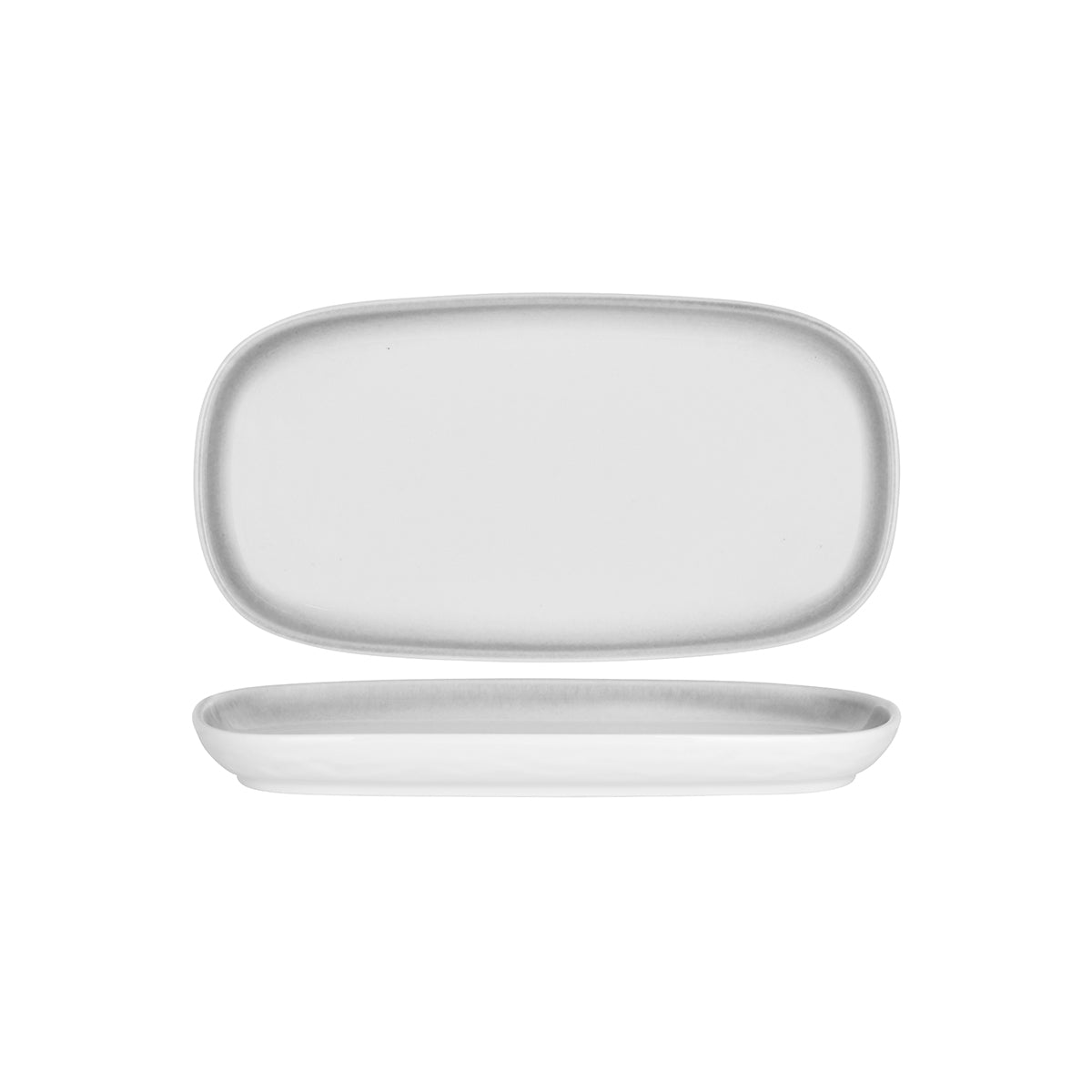 Tablekraft Bistro Rectangular Coupe Platter 350x186mm Frosted Steel (Box of 3) - Kitchenly