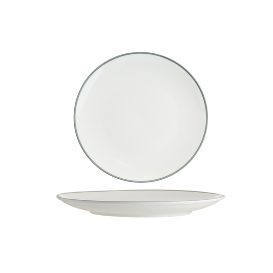 Tablekraft Core Round Coupe Plate - White/Grey Rim, 260mm, Box of 4