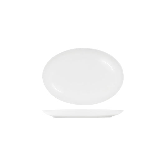 Tablekraft Core White Platter Oval Coupe Shape 300x215x30mm (Box of 2) - Kitchenly