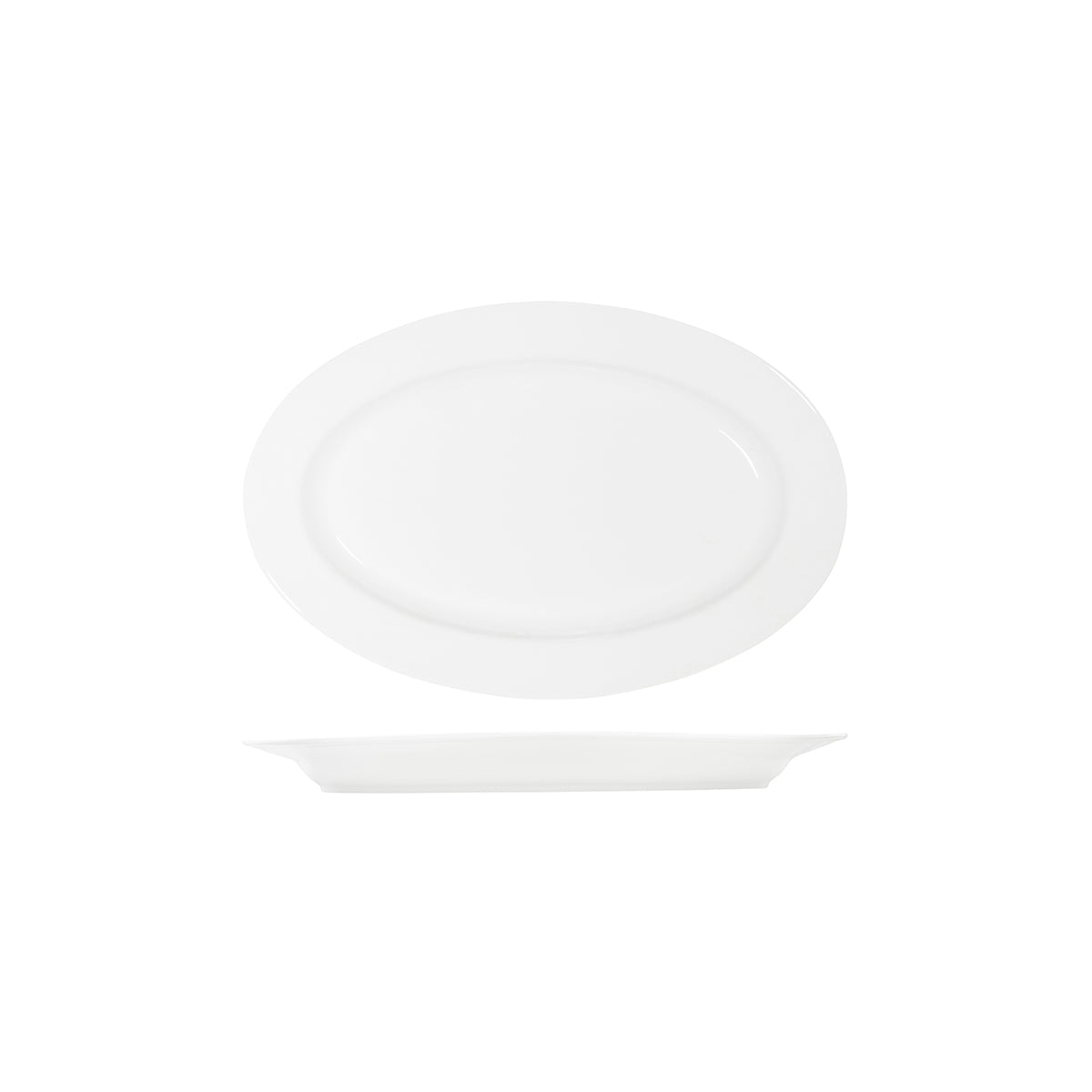 Tablekraft Core White Platter Oval Rim Shape 355x240x30mm (Box of 3) - Kitchenly
