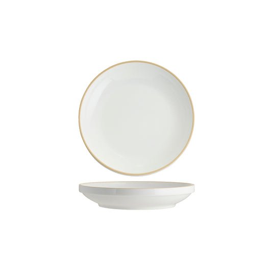Tablekraft Core Round Bowl Walled Lip - White/Natural Rim, 230x43mm, Box of 4