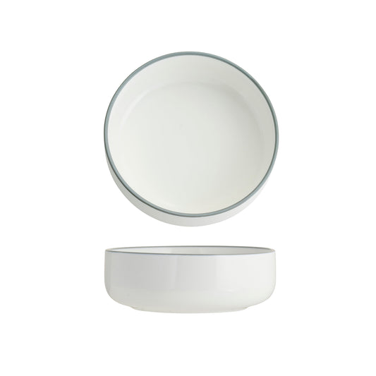 Tablekraft Core Round Deep Bowl - White/Grey Rim, 130x45mm, Box of 6