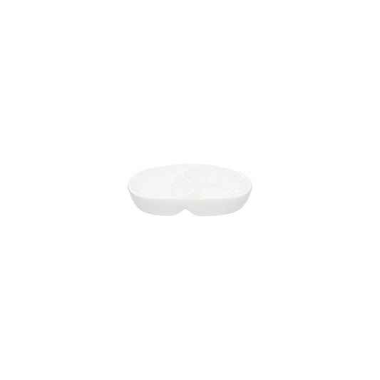 Tablekraft Core White Divided Sauce Dish Oval 110x70x20mm (Box of 12) - Kitchenly