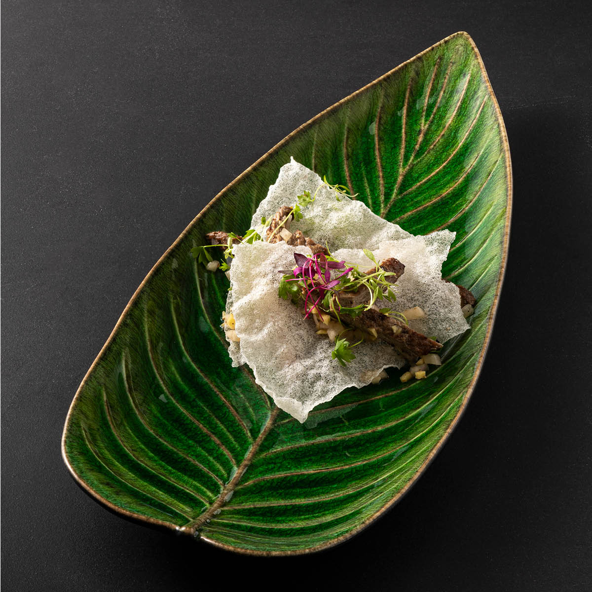 Costa Nova Riviera Forets Strelizia Leaf Plate - 398x172mm (Box of 2)