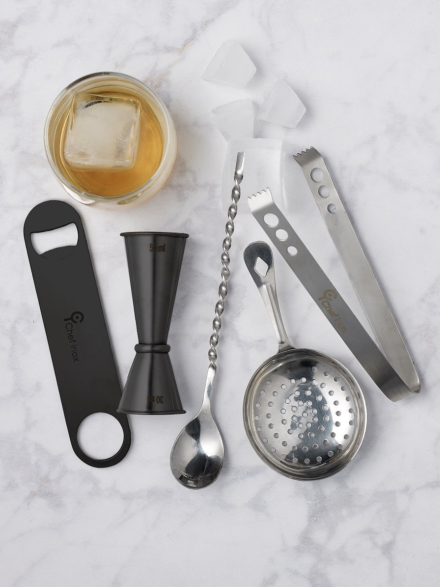Chef Inox Stainless Steel Japanese Style Jigger - Black Powder Coated, 30/60ml