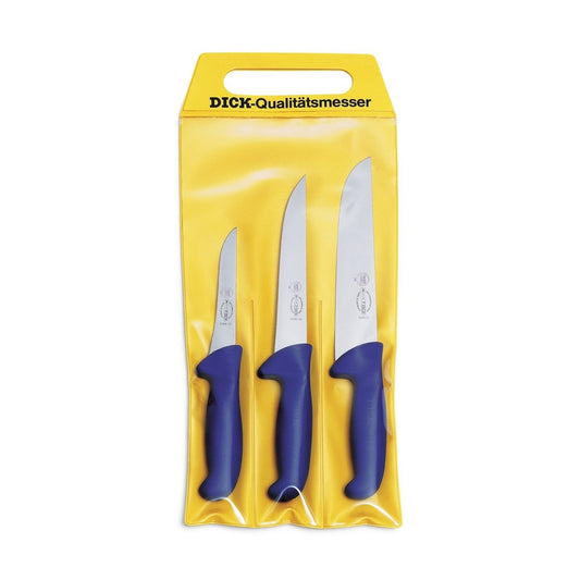 F.Dick ErgoGrip Knife Set 3pcs Blue - Kitchenly