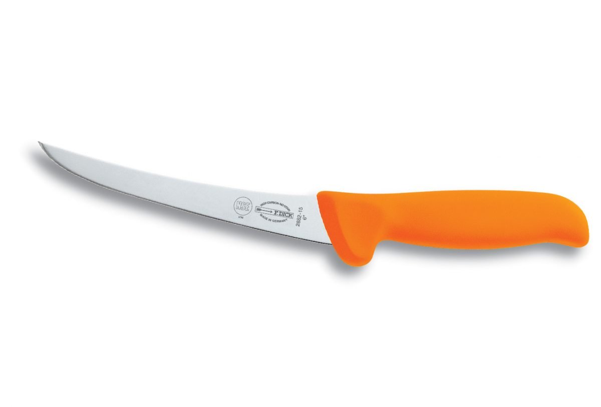 F.Dick MasterGrip Boning Knife Stiff Curved Blade 15cm Orange S-S/P - Kitchenly
