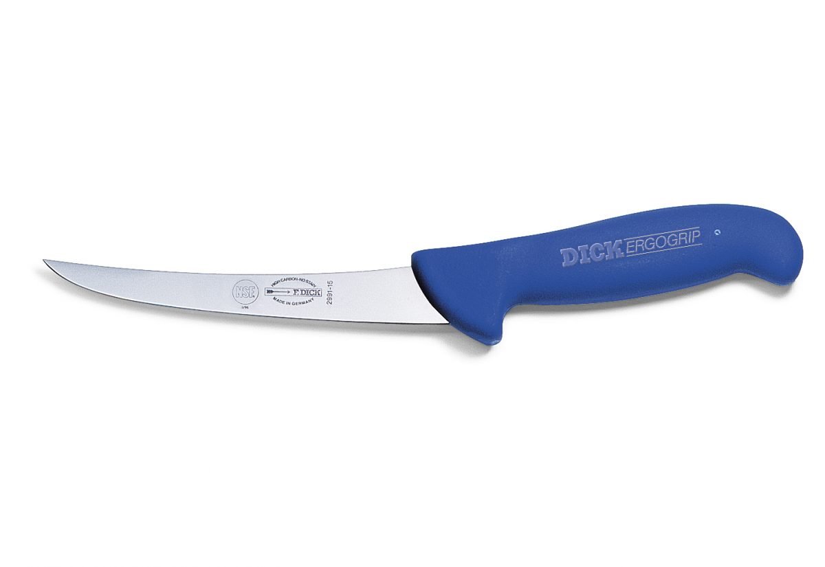 F.Dick ErgoGrip Boning Knife Curved Blade Stiff 13cm S-S/P Blue - Kitchenly