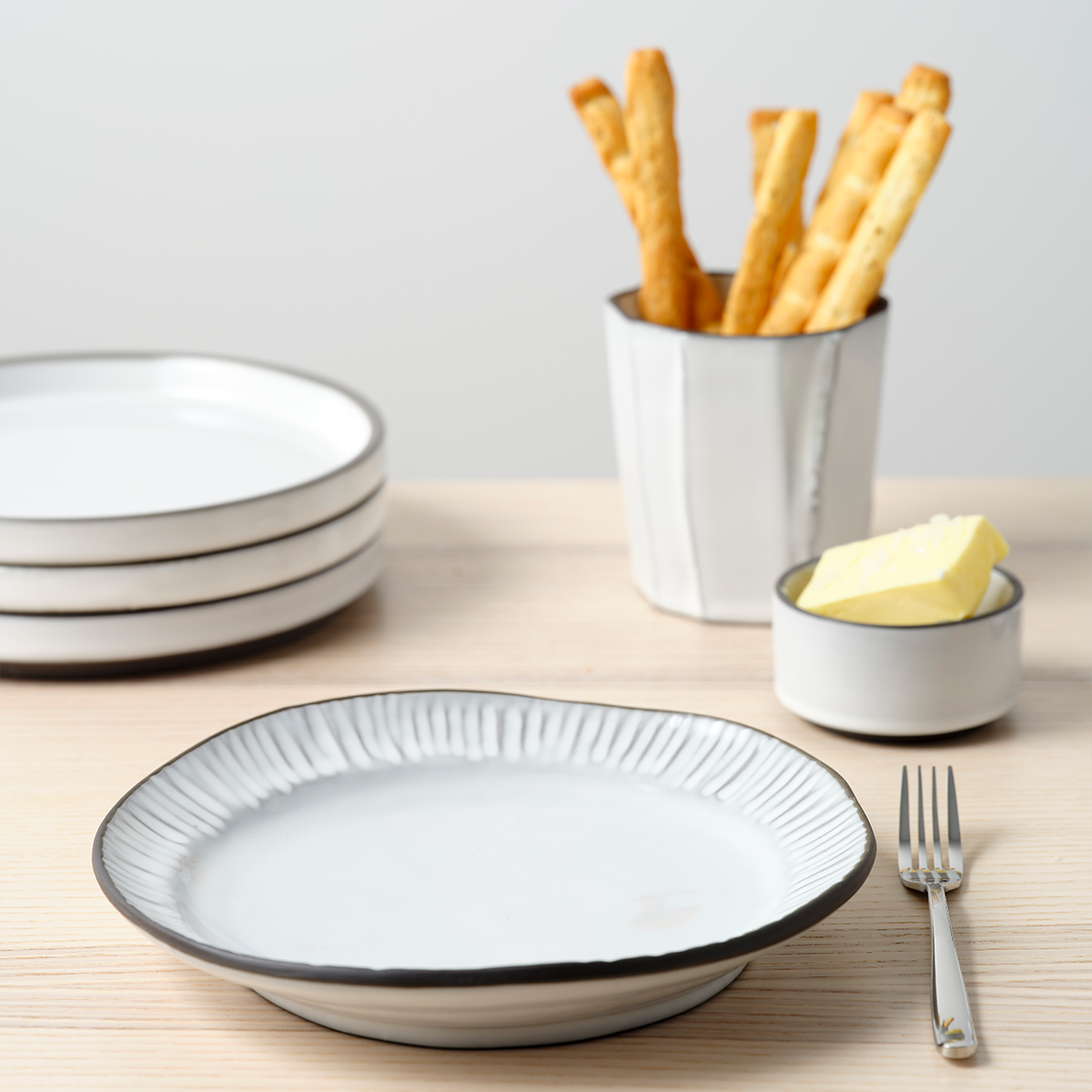 Tablekraft Linea Organics Plate with Rim - 220x35mm, White, Box of 5