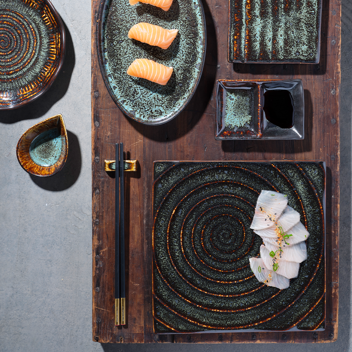 Tablekraft Fusion Square Tile Plate - 205mm, Patina, Box of 6