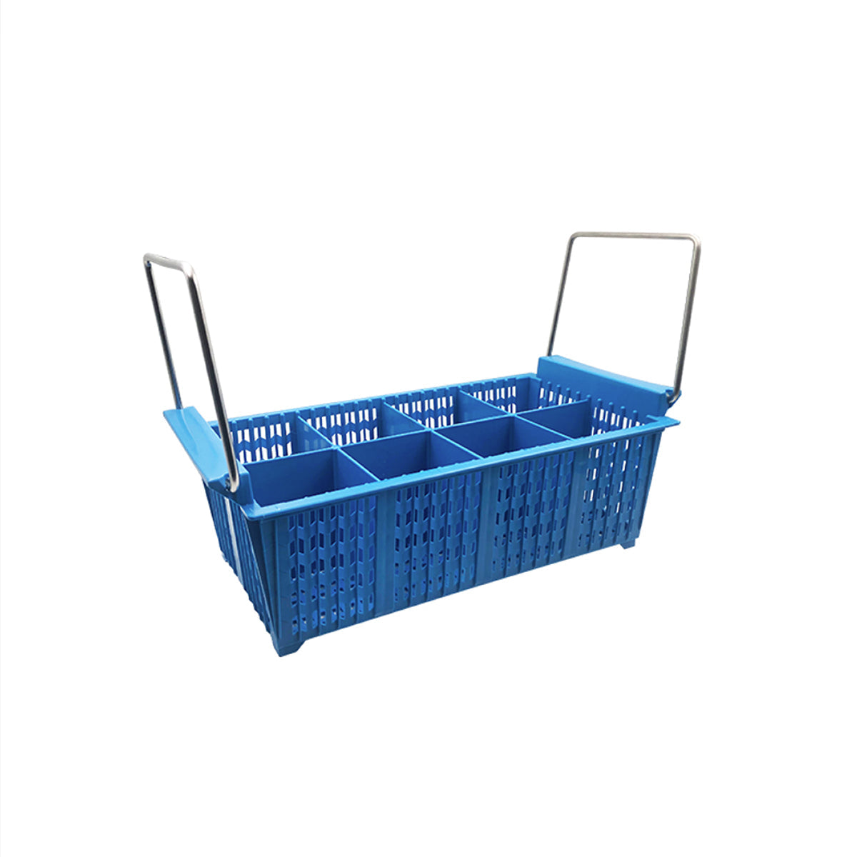 Jiwins Polypropylene 8-Compartment Cutlery Basket with Handles - 427x208x151mm, Blue