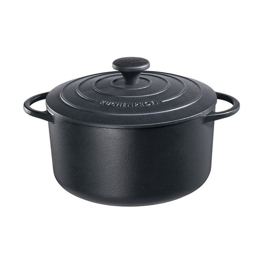 Kuchenprofi Provence Stewing Pan Round French Oven with Lid √ò 24cm Black - Kitchenly