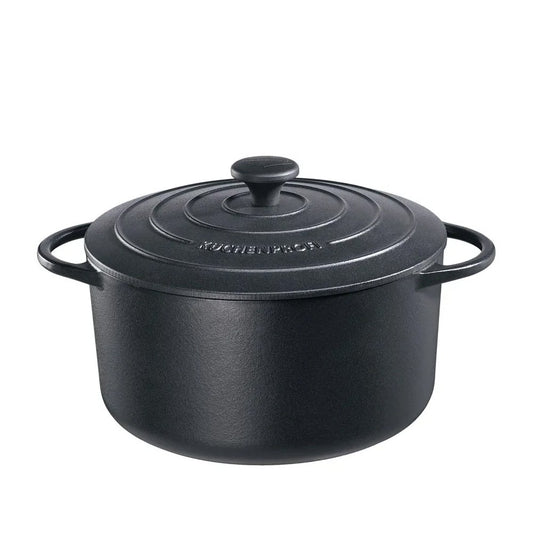 Kuchenprofi Provence Stewing Pan Round French Oven with Lid √ò 28cm Black - Kitchenly