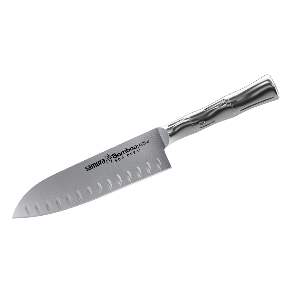 Samura BAMBOO Small Santoku Knife Hollow Ground - 140mm - Kitchenly