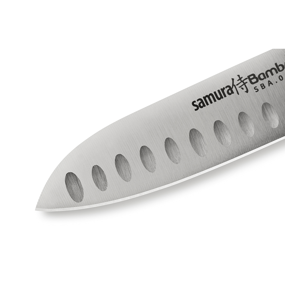 Samura BAMBOO Small Santoku Knife Hollow Ground - 140mm - Kitchenly