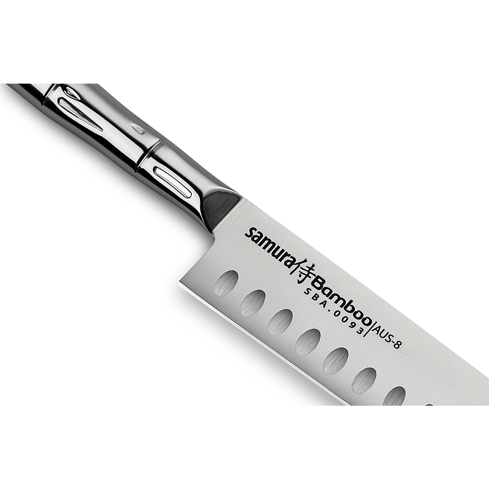 Samura BAMBOO Small Santoku Knife Hollow Ground - 140mm - Kitchenly