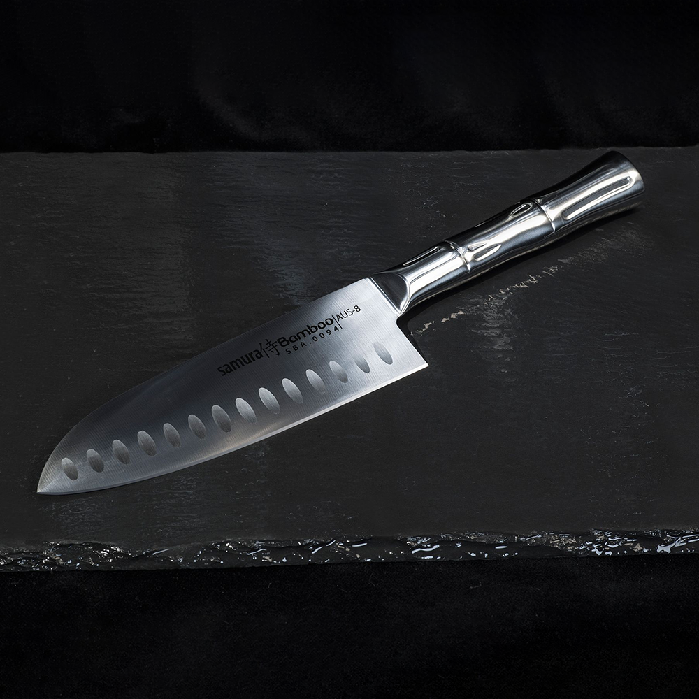 Samura BAMBOO Santoku Knife Hollow Ground - 160mm - Kitchenly