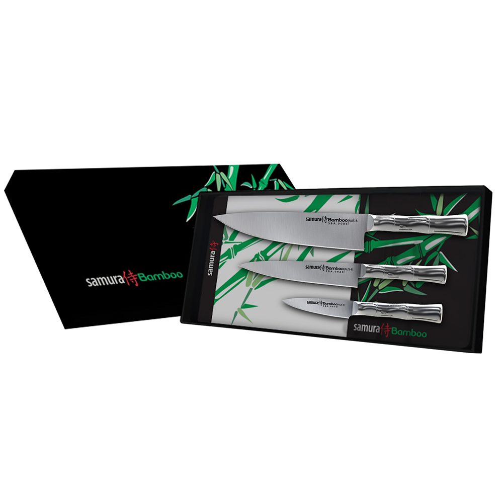 Samura BAMBOO Knife Set - Paring Knife, Utility Knife, Chef's Knife - Kitchenly