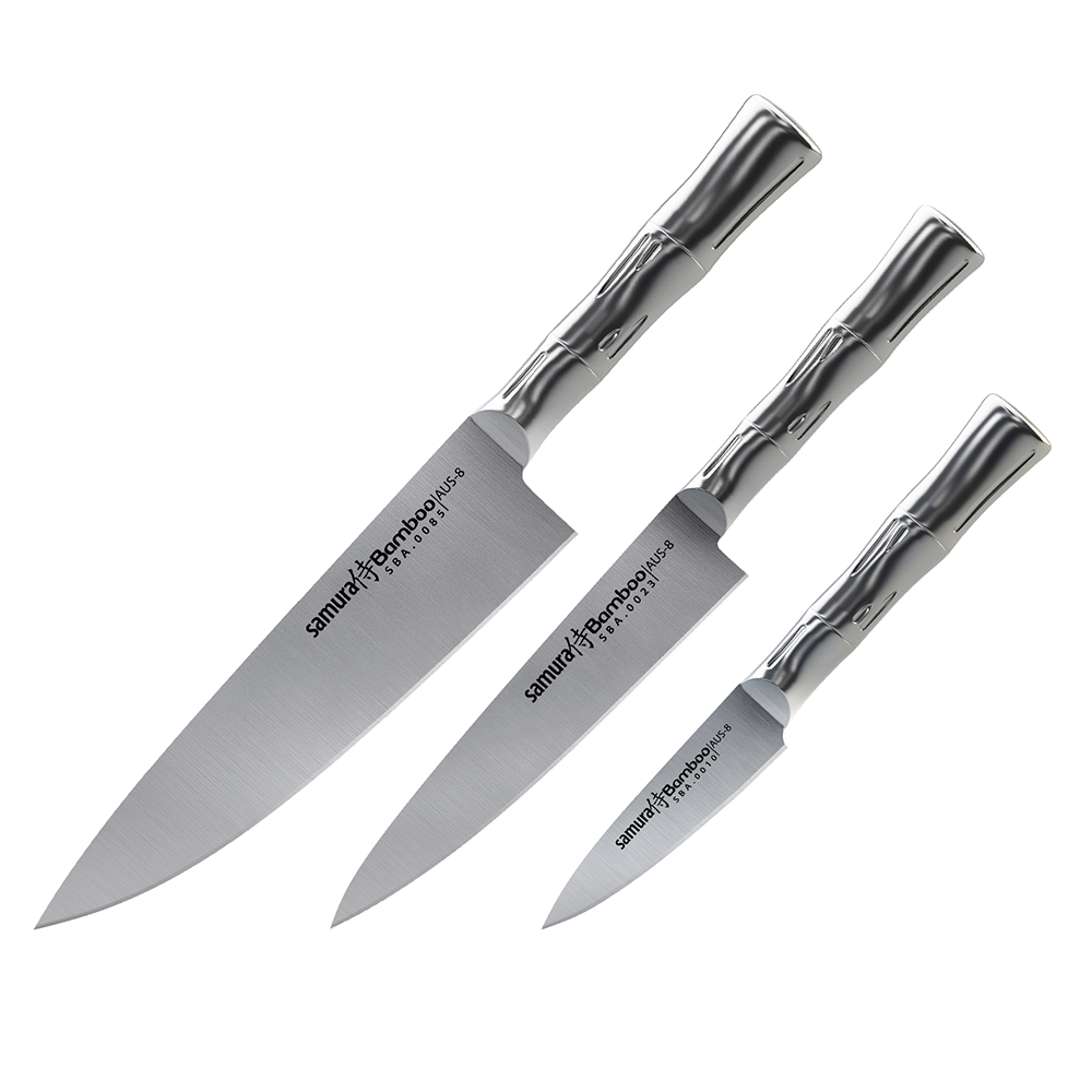 Samura BAMBOO Knife Set - Paring Knife, Utility Knife, Chef's Knife - Kitchenly