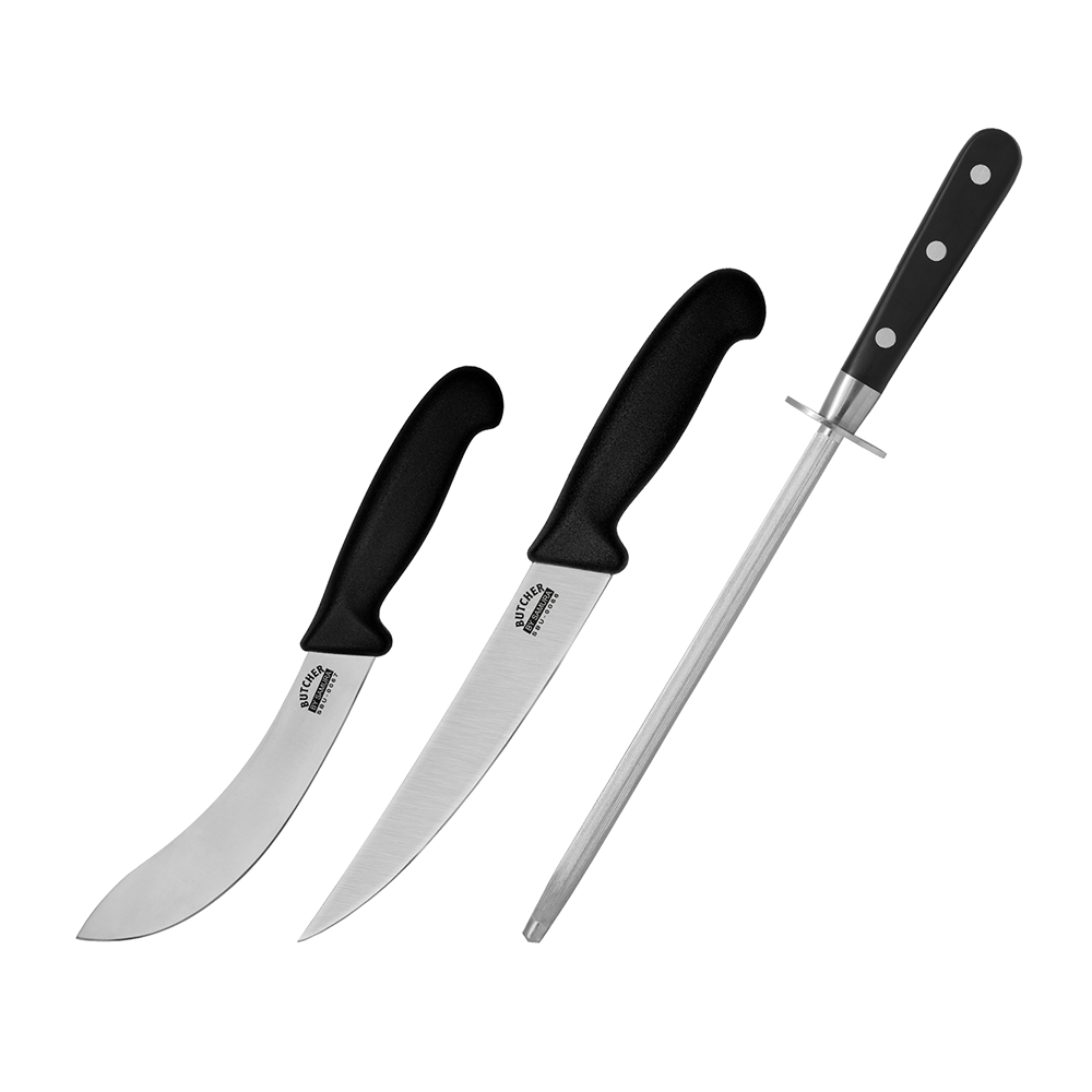 Samura BUTCHER Knife Set - Skinning Knife, Butcher Knife and Honing Rod - Kitchenly