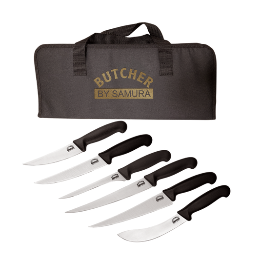 Samura BUTCHER Knife Set - Fillet FISHERMAN, Long Slicer, Boning, Small Butcher, Butcher, Skinning (bag included) - Kitchenly