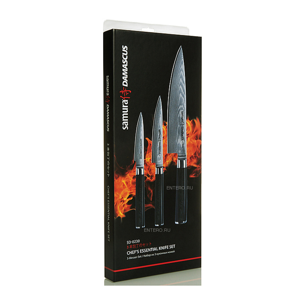 Samura DAMASCUS Knife Set - Paring Knife, Utility Knife, Chef's Knife - Kitchenly