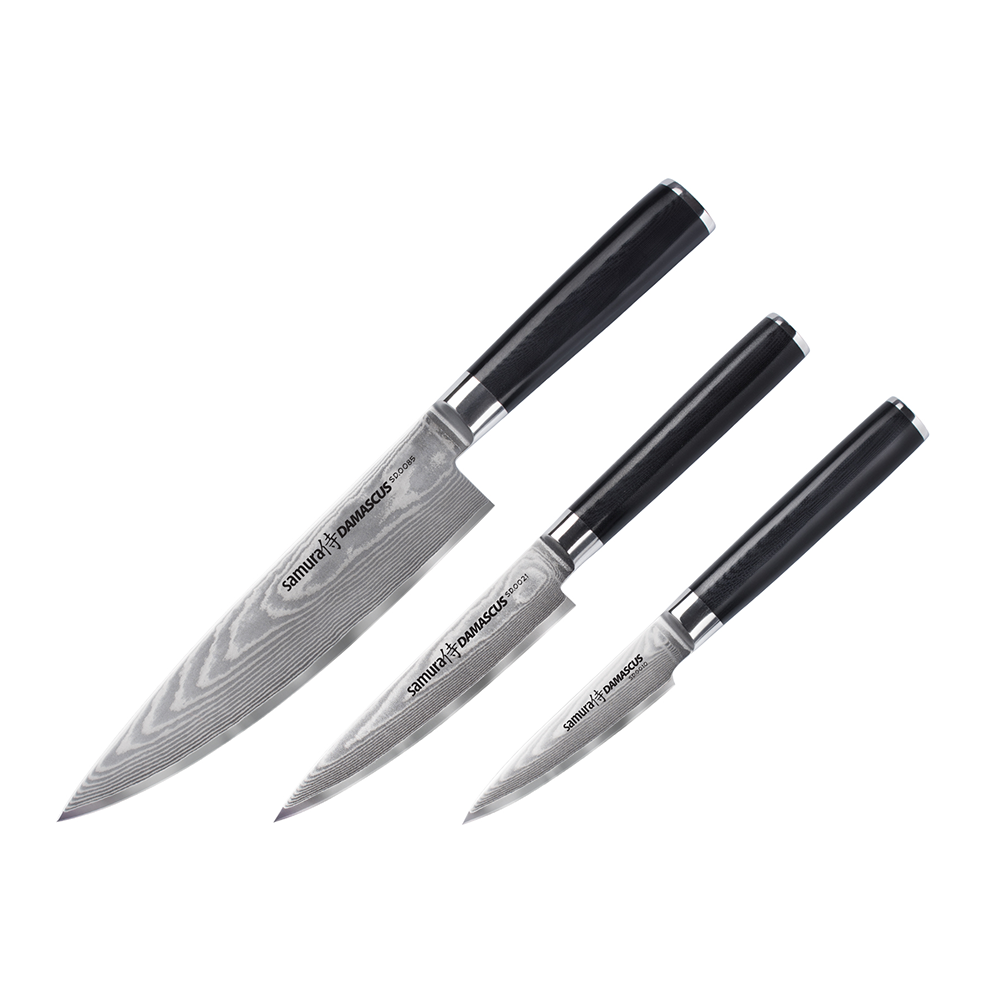 Samura DAMASCUS Knife Set - Paring Knife, Utility Knife, Chef's Knife - Kitchenly
