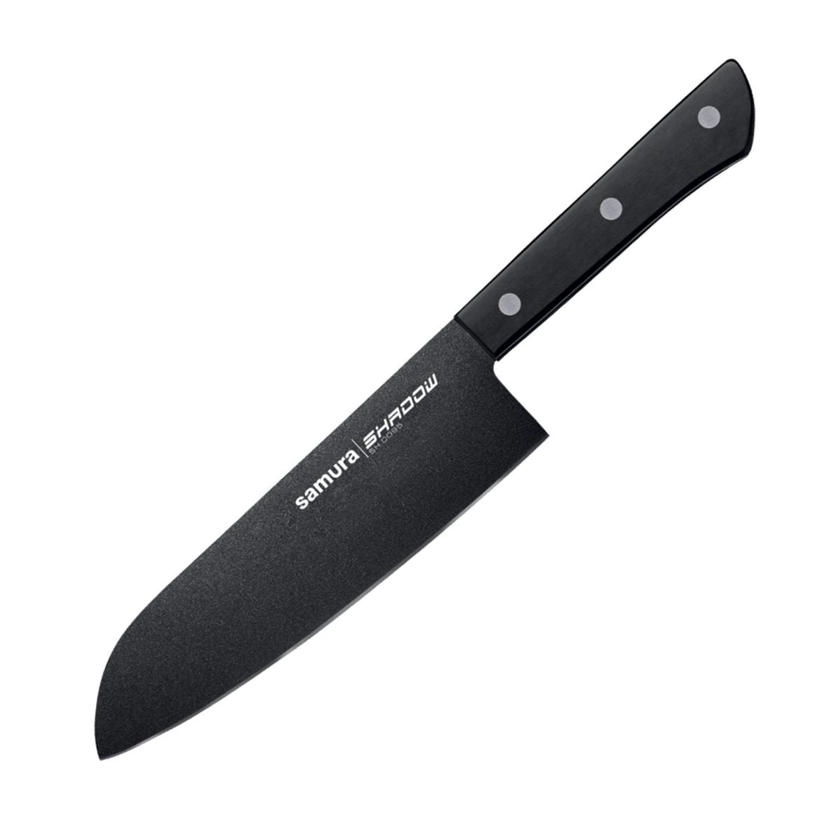 Samura SHADOW Non-Stick Coated Santoku Knife - 175mm, Black - Kitchenly