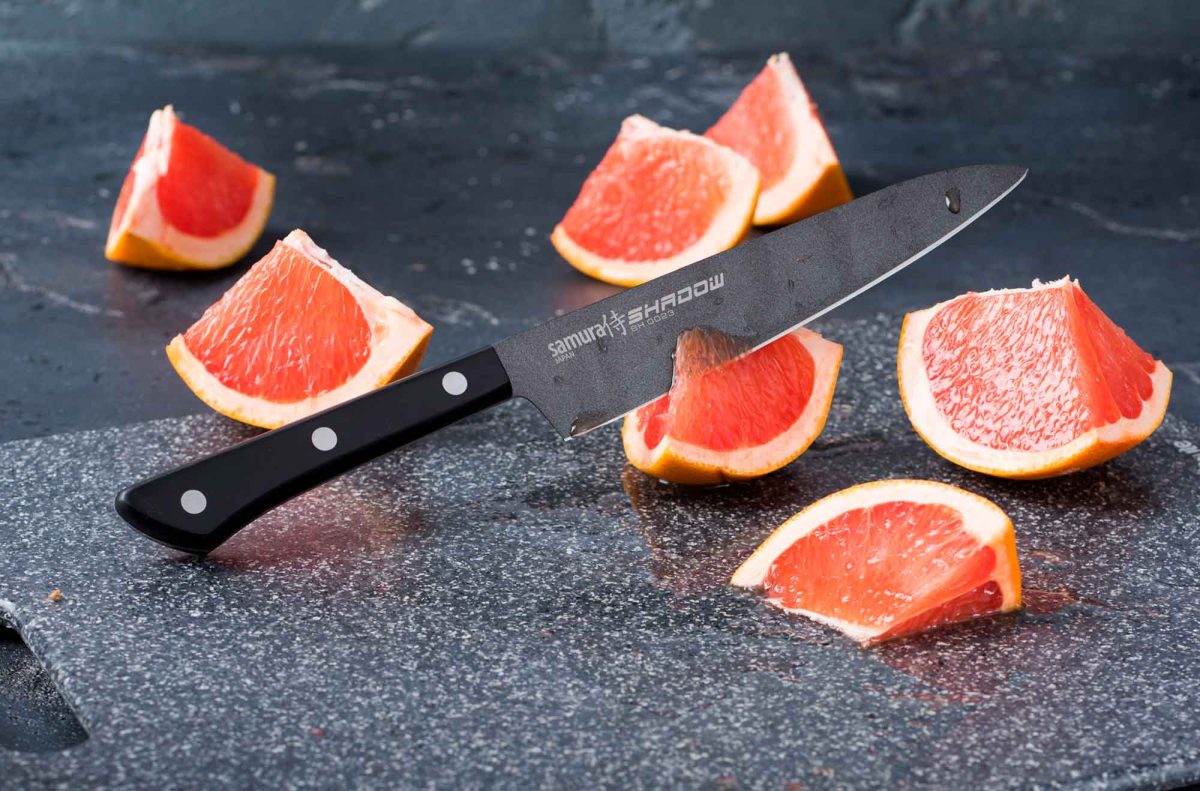 Samura SHADOW Non Stick Coated Knife Set - Chef's Knife, Utility Knife, Black - Kitchenly