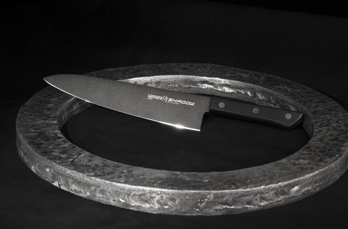 Samura SHADOW Non-Stick Coated Chef's Knife - 208mm, Black - Kitchenly