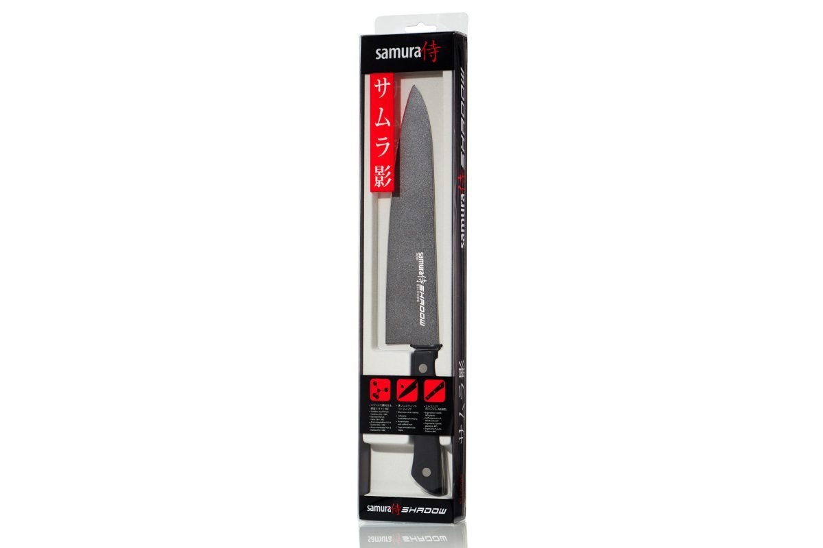 Samura SHADOW Non-Stick Coated Chef's Knife - 208mm, Black - Kitchenly